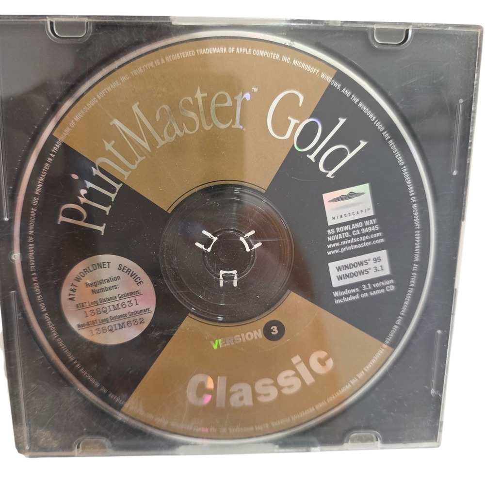 PrintMaster Gold Classic v3 PC CD-ROM Mindscape Win 95 3.1 Untested Disc